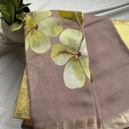 Misty Floral Grace Mangalagiri Digital Print Saree