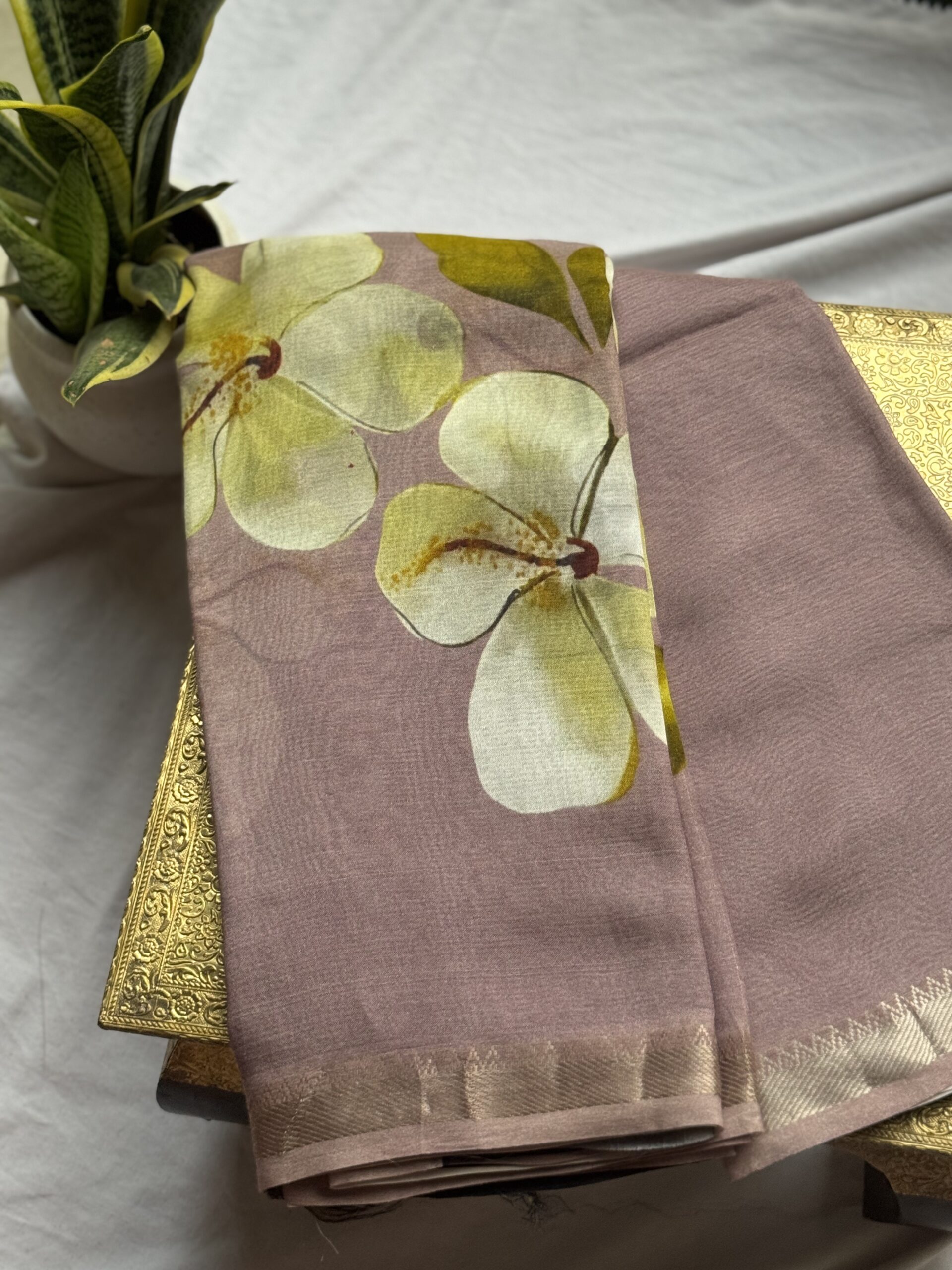 Misty Floral Grace Mangalagiri Digital Print Saree
